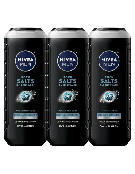 NIVEA Men Gel de Ducha Exfoliante 3x500ml Limpieza Profunda NIVEA Men Gel de Ducha Exfoliante 3x500ml Limpieza Profunda