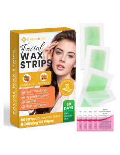 Tiras de Cera Facial ShineMore 50 Unidades Hipoalergénicas