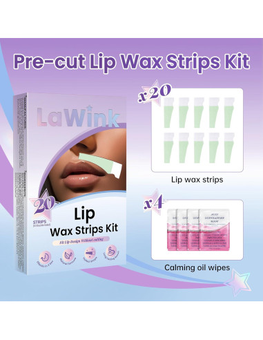 Kit de Ceras Faciales LAWINK - 20 Cintas + 4 Toallitas