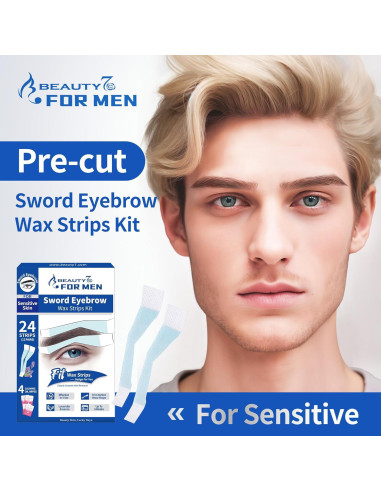Ceras para Cejas Beauty7 para Hombres - 24 Tiras y 4 Toallitas