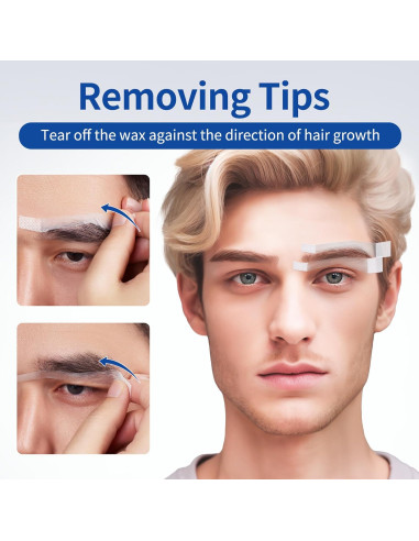 Ceras para Cejas Beauty7 para Hombres - 24 Tiras y 4 Toallitas