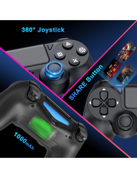 Controladores Inalámbricos Dyondar 2-Pack para PS4/PC - Batería 1000mAh, Vibración Dual, Joystick Mejorado Controladores Inalámbricos Dyondar 2-Pack para PS4/PC - Batería 1000mAh, Vibración Dual, Joystick Mejorado