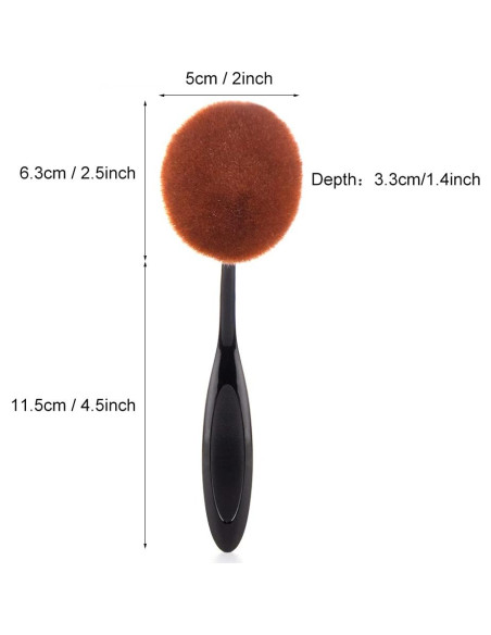Cepillo de Maquillaje Ovalado Yoseng Grande Negro 17.78 cm Cepillo de Maquillaje Ovalado Yoseng Grande Negro 17.78 cm