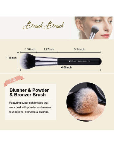 DUcare Pinceles de Maquillaje Kabuki 3 Piezas Veganos