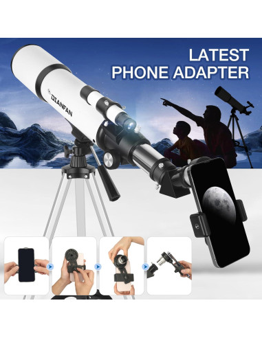 Telescopio Astronómico Dianfan 80mm 600mm Refractor para Principiantes