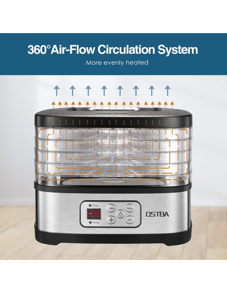 Deshidratadora de Alimentos OSTBA 5 Bandejas 240W LED Deshidratadora de Alimentos OSTBA 5 Bandejas 240W LED