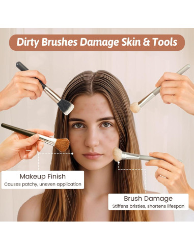 Limpiador de Brochas de Maquillaje KAYUSO 3 en 1 Caqui