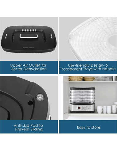 Deshidratadora de Alimentos OSTBA 5 Bandejas 240W LED
