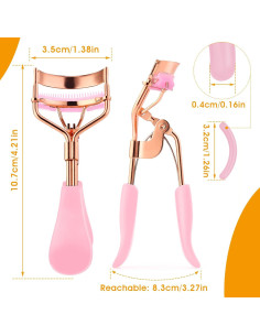 Kit Rizador de Pestañas WLLHYF Profesional Rosa con Peine 2