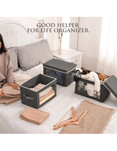 Cajas de Almacenamiento Homsorout 3 Paquetes 37,85x24,89cm Gris