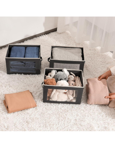 Cajas de Almacenamiento Homsorout 3 Paquetes 37,85x24,89cm Gris