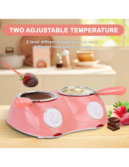Olla de Fondue Eléctrica Yuehuam Doble 2 Temperaturas Rosa Olla de Fondue Eléctrica Yuehuam Doble 2 Temperaturas Rosa