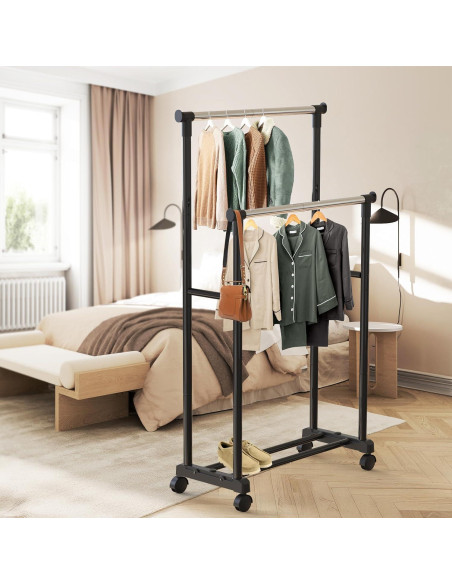 Soporte de Ropa Portátil Simple Houseware 165 cm Metal Negro Soporte de Ropa Portátil Simple Houseware 165 cm Metal Negro