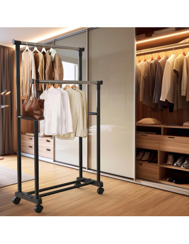 Soporte de Ropa Portátil Simple Houseware 165 cm Metal Negro