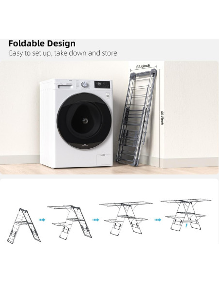 Estante Secar Ropa Plegable 2 Niveles SZJoyBet Acero Inoxidable Estante Secar Ropa Plegable 2 Niveles SZJoyBet Acero Inoxidable
