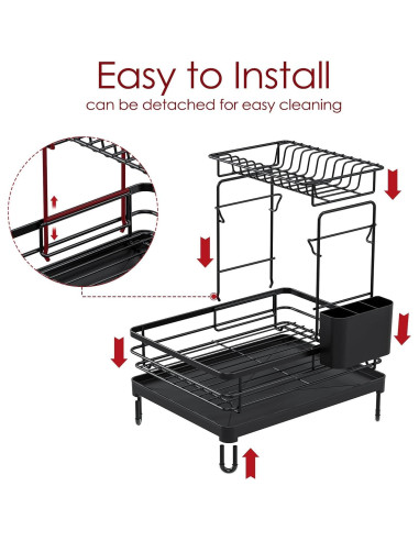 Escurridor de Platos Sakugi Acero Inoxidable 2 Niveles Negro