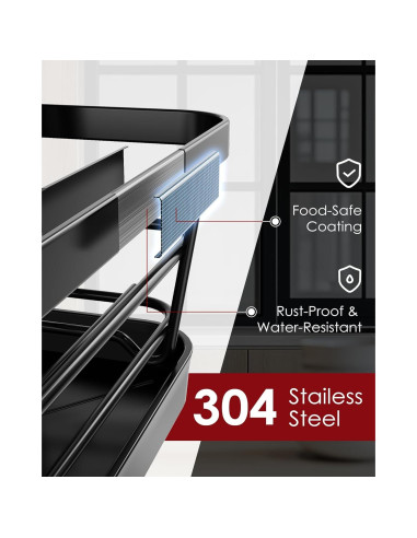 Escurridor de Platos Sakugi Acero Inoxidable Grande Negro