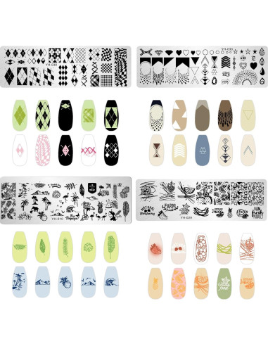 Kit de Estampado de Uñas AddFavor 8 Piezas Verano