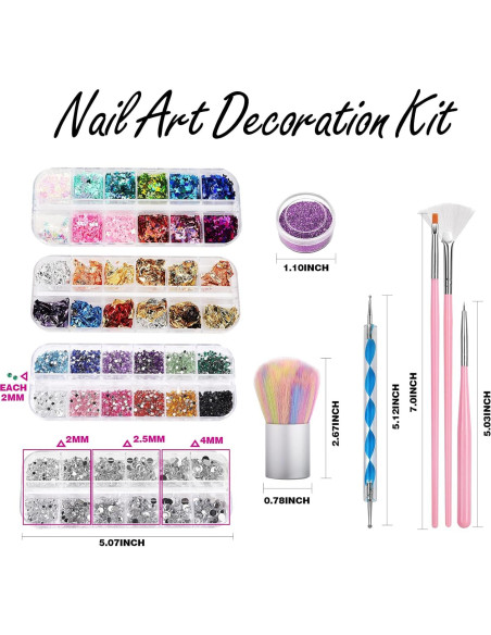 Kit de Decoración de Uñas FANDAMEI con Pinceles y Brillos Kit de Decoración de Uñas FANDAMEI con Pinceles y Brillos