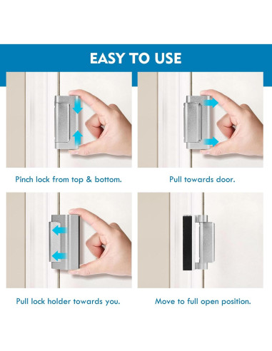 Cerradura de Refuerzo de Seguridad para Puerta Principal - Aluminio Plata