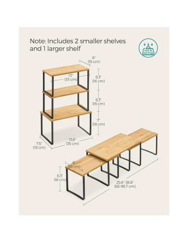 Estante Organizador de Cocina SONGMICS 3 Niveles Negro Beige