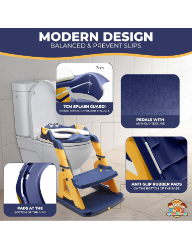Asiento de Entrenamiento para Baño Bambinao 2 en 1 Azul Amarillo