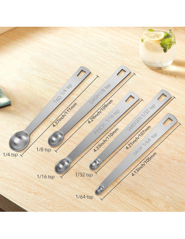 Juego de cucharas medidoras mini S-Shiwei 5 piezas acero
