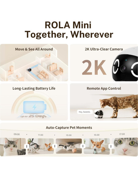 Cámara Robot para Mascotas Enabot ROLA Mini 2K con Batería Cámara Robot para Mascotas Enabot ROLA Mini 2K con Batería
