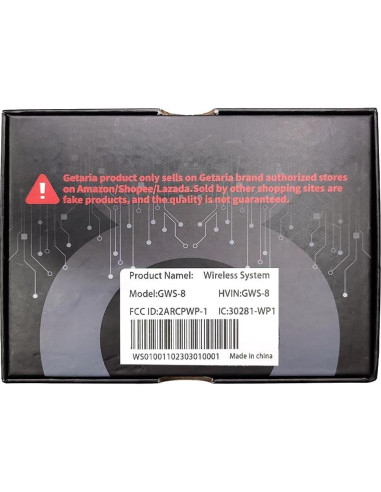 Sistema Inalámbrico de Guitarra Getaria GWS-8 2.4GHz con Batería Recargable