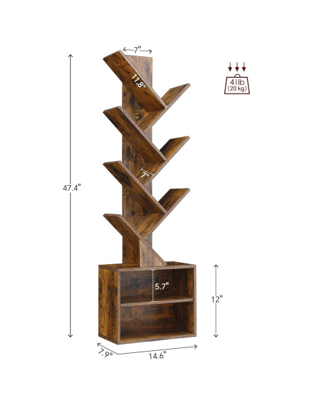 Estantería de Árbol SUNMORY 6 Niveles Marrón Rústico Estantería de Árbol SUNMORY 6 Niveles Marrón Rústico