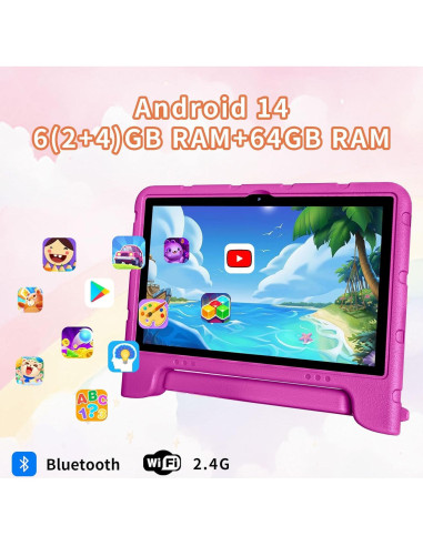 Tableta para Niños EDDBNi 10 Pulgadas 64GB Rosa