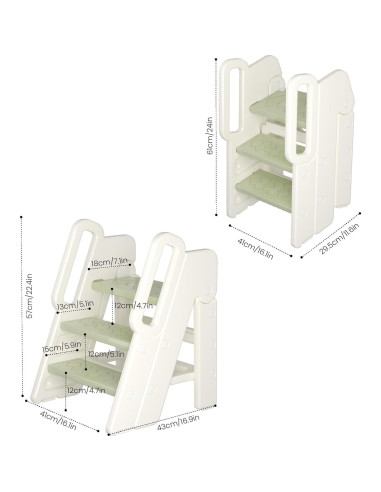 Taburete Plegable Ajustable Hoopyosms Verde para Niños