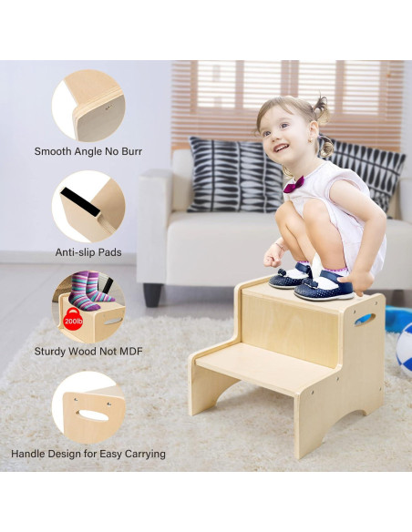 Taburete de Madera WOOD CITY para Niños 2 Escalones Beige Taburete de Madera WOOD CITY para Niños 2 Escalones Beige