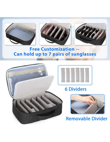 Organizador de Gafas CURMIO Estuche de Viaje Negro 7 Pares