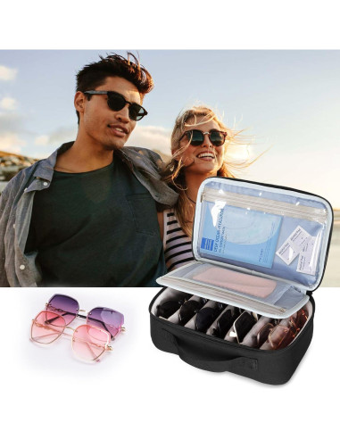 Organizador de Gafas CURMIO Estuche de Viaje Negro 7 Pares
