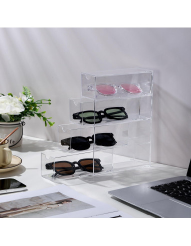Organizador de Gafas de Sol RAMFIYN Acrílico Transparente 4 Cajones