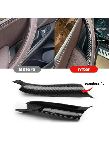 Cubierta de Manija de Puerta Interior BMW X5/X6 3 Pcs Fibra Carbono