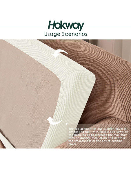 Funda de Cojín de Sofá Hokway Elástica Mediana Blanco Crema Funda de Cojín de Sofá Hokway Elástica Mediana Blanco Crema