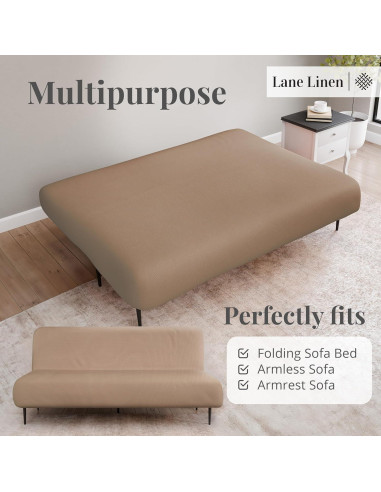 Funda de Sofá Futon LANE LINEN Taupe Ajuste Elástico 1 Pieza
