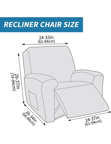 Funda para Sillón Reclinable ZNSAYOTX 3 Piezas Gris Claro
