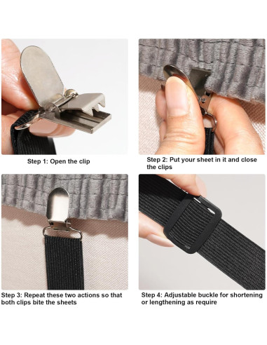 Funda de Sofá Antideslizante NAISI con Clips Elásticos - 4 Piezas