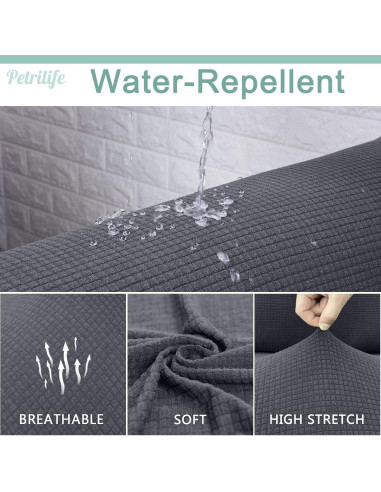 Funda de Sofá Impermeable Petrilife Grande Gris Antideslizante