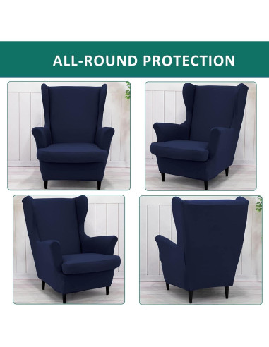 Funda de Sillón Wingback NILUOH 2 Piezas Color Marino