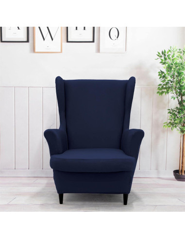 Funda de Sillón Wingback NILUOH 2 Piezas Color Marino