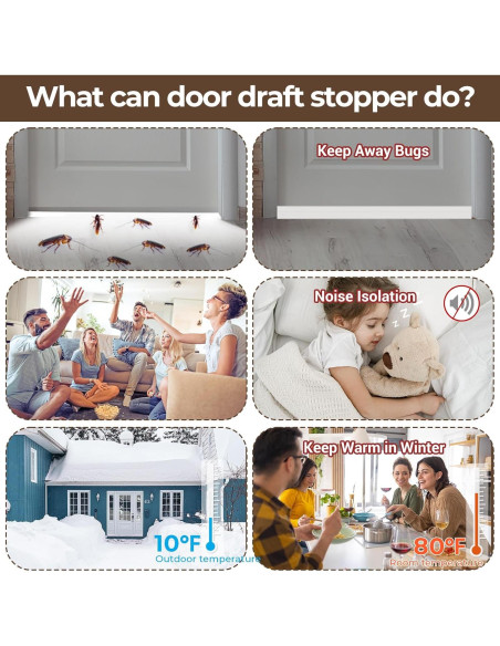 Sellador de Draft Ohuhu para Puertas 100 cm Blanco Silicona Sellador de Draft Ohuhu para Puertas 100 cm Blanco Silicona