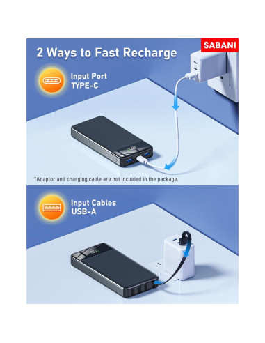Cargador Portátil SABANI 35000mAh con 4 Cables Integrados