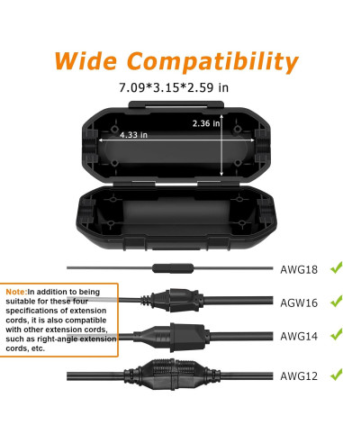 Cubierta de Cable de Extensión Exterior AFFLAT IP54 Negra