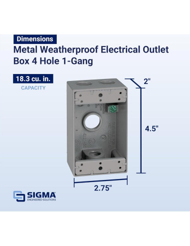 Caja Metálica 1 Gang Sigma Electric 4 Agujeros Gris