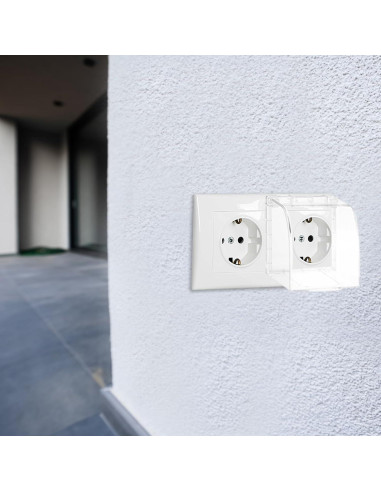 Cubierta de Enchufe Exterior MECCANIXITY Blanca 99x112mm