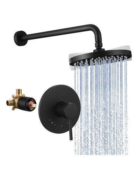 Sistema de Ducha KES Negro Mate 8" Antiescaldamiento Sistema de Ducha KES Negro Mate 8" Antiescaldamiento